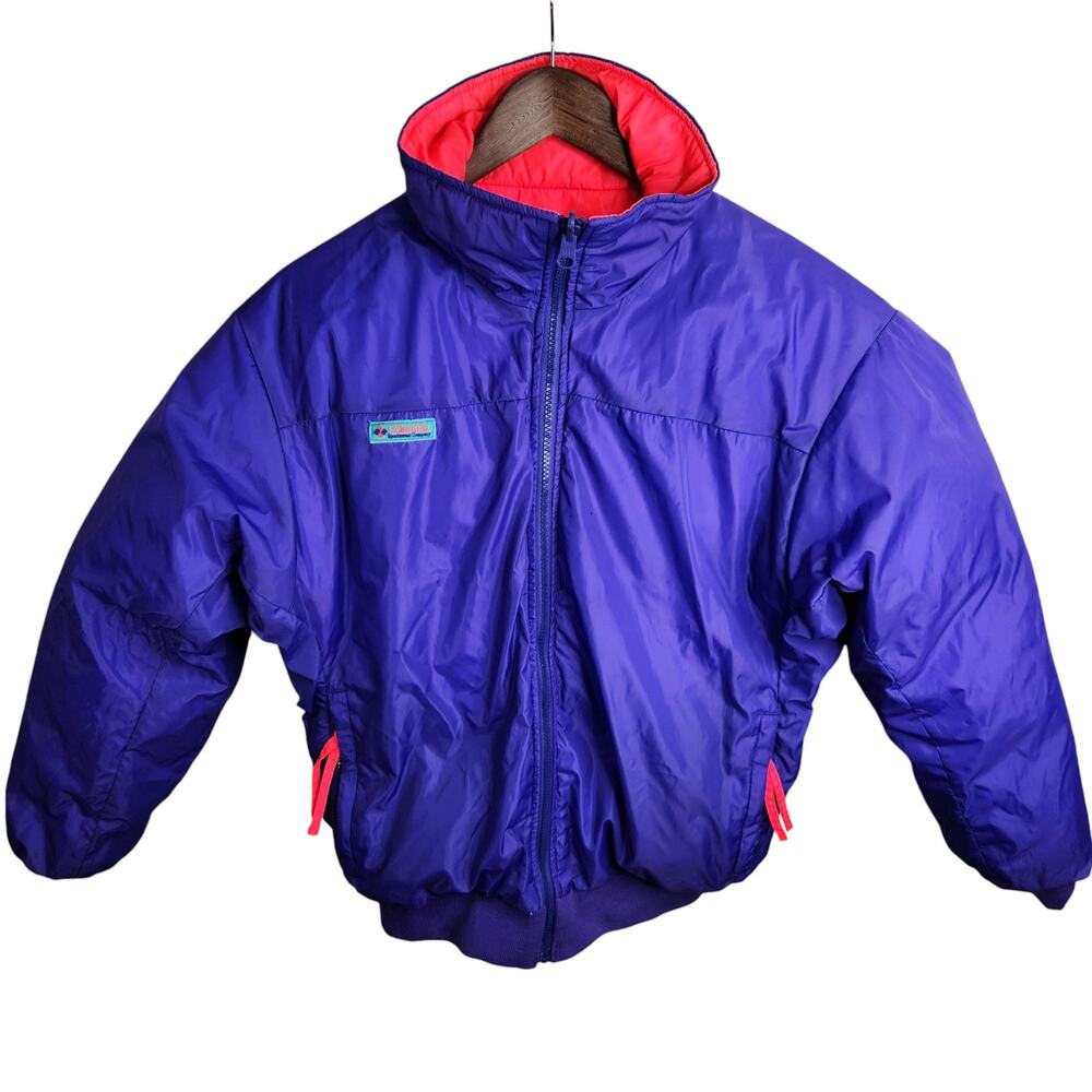 Columbia Vintage Reversible Down Puffer Jacket Men's‎ Medium Purple Coral